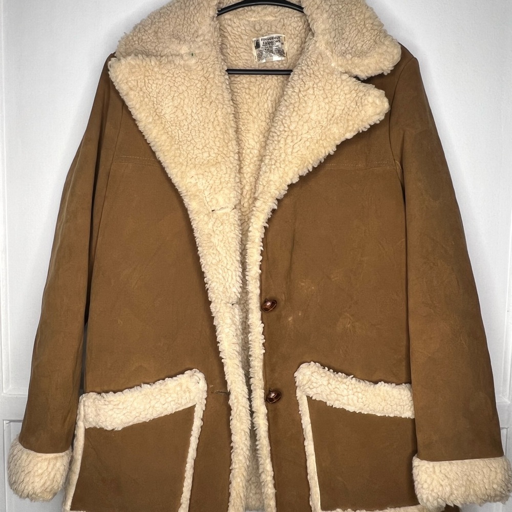Women's Tan Shearling Puffer Coat